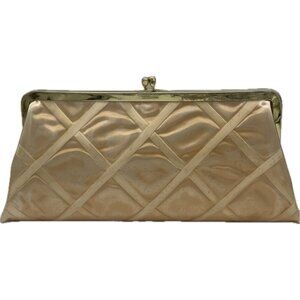 Vintage Julius Resnick JR Florida Gold Clutch Purse Handbag 1960s KISS Lock Core